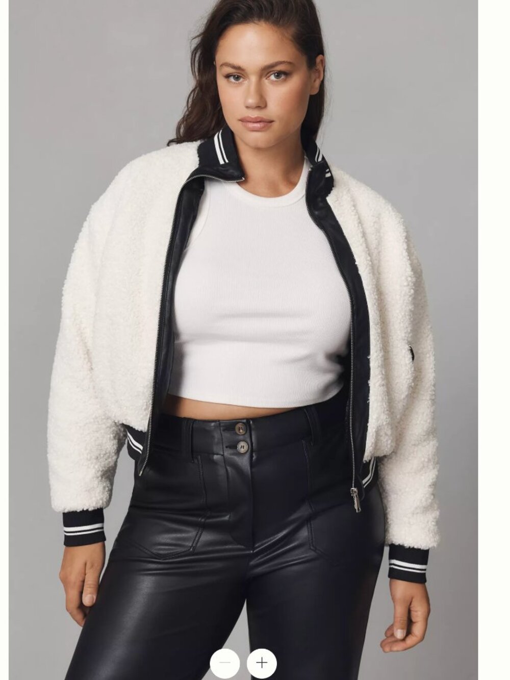 Avec Les Filles Sherpa Fleece Varsity Bomber Jacket
